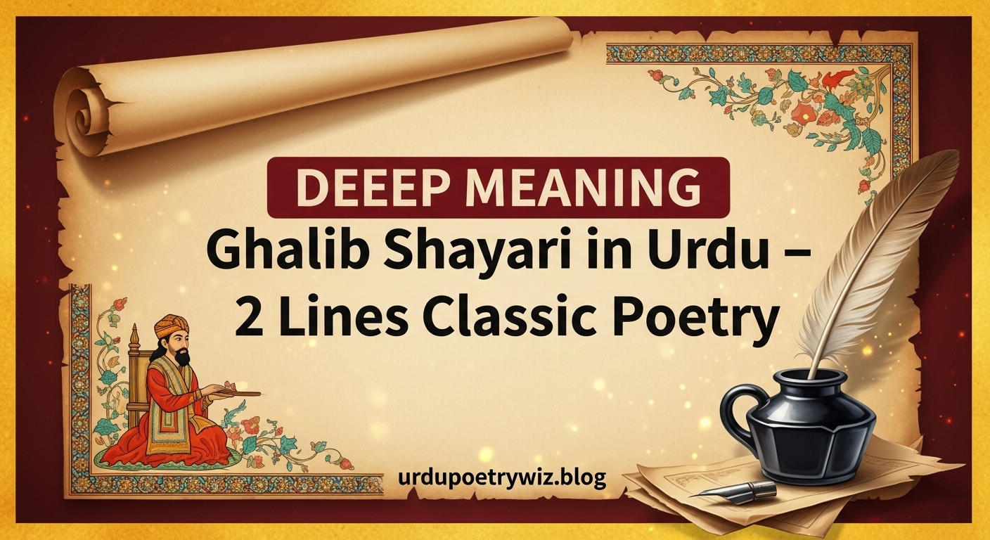 Deep Meaning Ghalib Shayari in Urdu – 2 Lines Classic Poetry